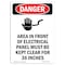 Signmission OSHA Danger Sign, 14" Height, Rigid Plastic, Area In Front Of Electrical, Portrait OS-DS-P-1014-V-1030 - alternate 1